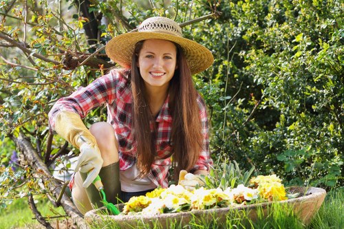 Community garden using donated plants and reused paving from local projects